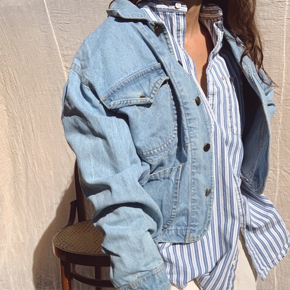 Vintage Jackets & Blazers - Vintage distressed denim jacket